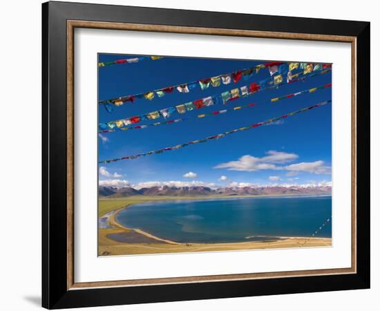 Prayer Flags at Nam Tso Lake, Central Tibet-Michele Falzone-Framed Photographic Print