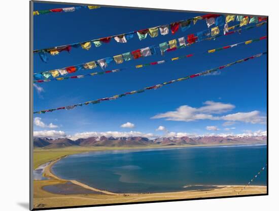 Prayer Flags at Nam Tso Lake, Central Tibet-Michele Falzone-Mounted Photographic Print