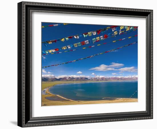 Prayer Flags at Nam Tso Lake, Central Tibet-Michele Falzone-Framed Photographic Print