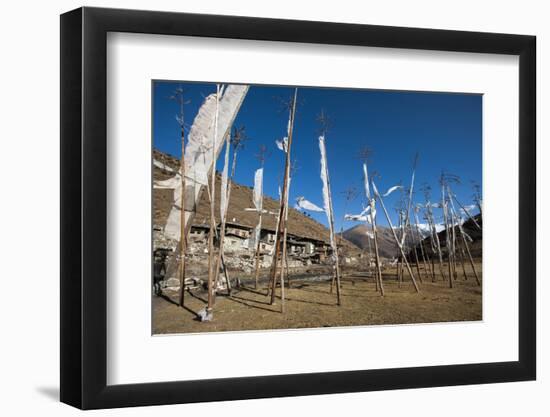 Prayer Flags at the Small Village of Chebisa in Northern Bhutan on the Laya-Gasa Trekking Route-Alex Treadway-Framed Photographic Print