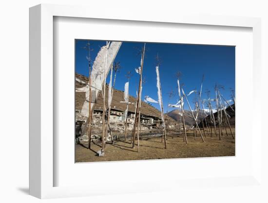 Prayer Flags at the Small Village of Chebisa in Northern Bhutan on the Laya-Gasa Trekking Route-Alex Treadway-Framed Photographic Print