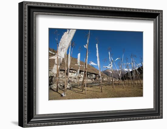 Prayer Flags at the Small Village of Chebisa in Northern Bhutan on the Laya-Gasa Trekking Route-Alex Treadway-Framed Photographic Print