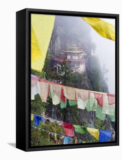 Prayer Flags at the Tigers Nest (Taktsang Goemba), Paro Valley, Bhutan, Asia-Christian Kober-Framed Premier Image Canvas