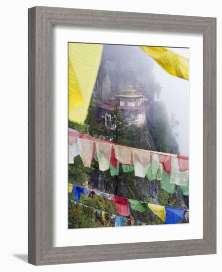 Prayer Flags at the Tigers Nest (Taktsang Goemba), Paro Valley, Bhutan, Asia-Christian Kober-Framed Photographic Print