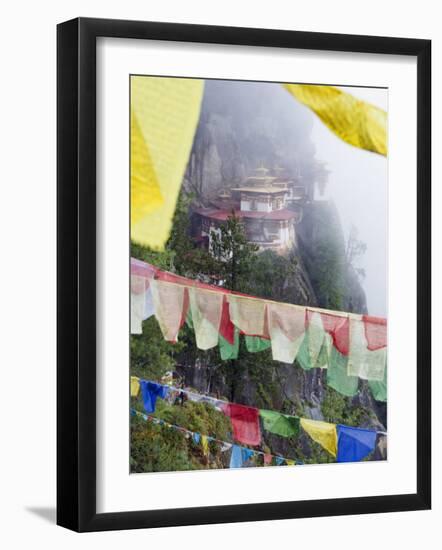 Prayer Flags at the Tigers Nest (Taktsang Goemba), Paro Valley, Bhutan, Asia-Christian Kober-Framed Photographic Print