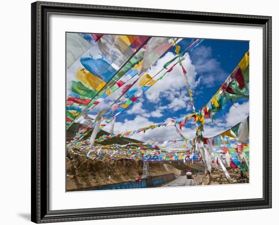 Prayer Flags Crossing the Friendship Highway Between Lhasa and Kathmandu, Tibet, China, Asia-Michael Runkel-Framed Photographic Print