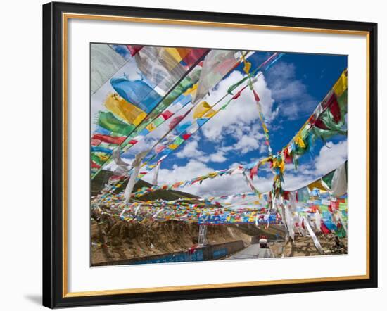 Prayer Flags Crossing the Friendship Highway Between Lhasa and Kathmandu, Tibet, China, Asia-Michael Runkel-Framed Photographic Print