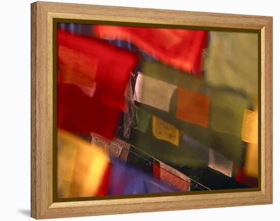 Prayer Flags Festoon the Stupa at Boudinath, a Centre of Tibetan Buddhism, Kathmandu, Nepal-Paul Harris-Framed Premier Image Canvas