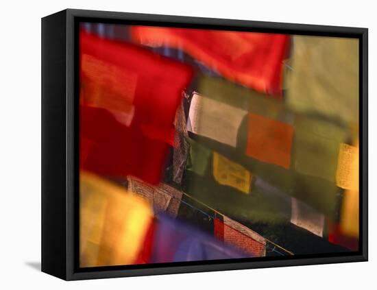 Prayer Flags Festoon the Stupa at Boudinath, a Centre of Tibetan Buddhism, Kathmandu, Nepal-Paul Harris-Framed Premier Image Canvas