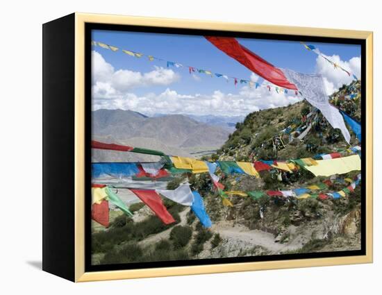 Prayer Flags, Ganden Monastery, Near Lhasa, Tibet, China-Ethel Davies-Framed Premier Image Canvas