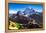 Prayer flags in Himalayas, Nepal with Ama Dablam mountain from high elevation with snow and lake-David Chang-Framed Premier Image Canvas