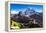 Prayer flags in Himalayas, Nepal with Ama Dablam mountain from high elevation with snow and lake-David Chang-Framed Premier Image Canvas