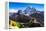 Prayer flags in Himalayas, Nepal with Ama Dablam mountain from high elevation with snow and lake-David Chang-Framed Premier Image Canvas