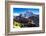 Prayer flags in Himalayas, Nepal with Ama Dablam mountain from high elevation with snow and lake-David Chang-Framed Photographic Print