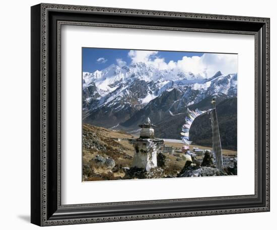 Prayer Flags on Kyanjin Gompa, Langtang, Himalayas, Nepal-Tony Waltham-Framed Photographic Print