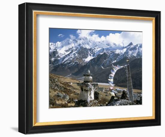 Prayer Flags on Kyanjin Gompa, Langtang, Himalayas, Nepal-Tony Waltham-Framed Photographic Print