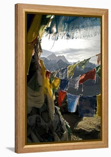 Prayer Flags on Summit of Gokyo Ri, Everest Region, Mt Everest, Nepal-David Noyes-Framed Premier Image Canvas