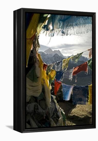 Prayer Flags on Summit of Gokyo Ri, Everest Region, Mt Everest, Nepal-David Noyes-Framed Premier Image Canvas