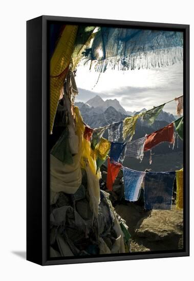 Prayer Flags on Summit of Gokyo Ri, Everest Region, Mt Everest, Nepal-David Noyes-Framed Premier Image Canvas
