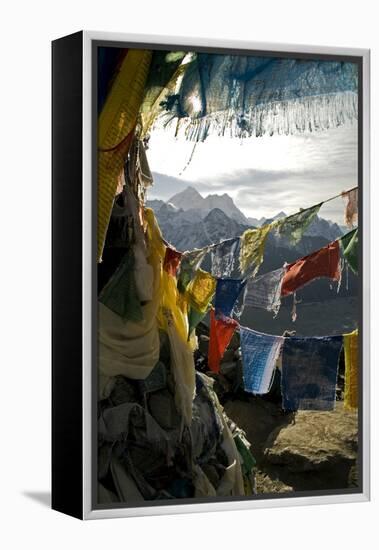 Prayer Flags on Summit of Gokyo Ri, Everest Region, Mt Everest, Nepal-David Noyes-Framed Premier Image Canvas