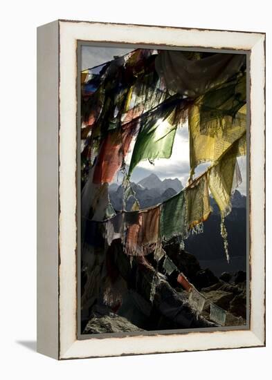 Prayer Flags on Summit of Gokyo Ri, Everest Region, Mt Everest, Nepal-David Noyes-Framed Premier Image Canvas