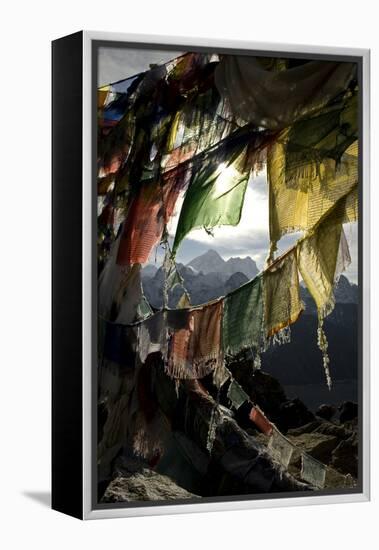 Prayer Flags on Summit of Gokyo Ri, Everest Region, Mt Everest, Nepal-David Noyes-Framed Premier Image Canvas