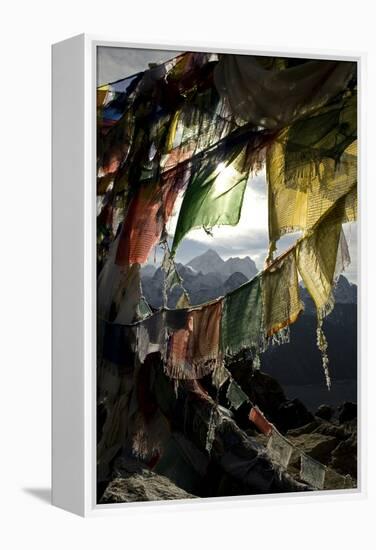 Prayer Flags on Summit of Gokyo Ri, Everest Region, Mt Everest, Nepal-David Noyes-Framed Premier Image Canvas