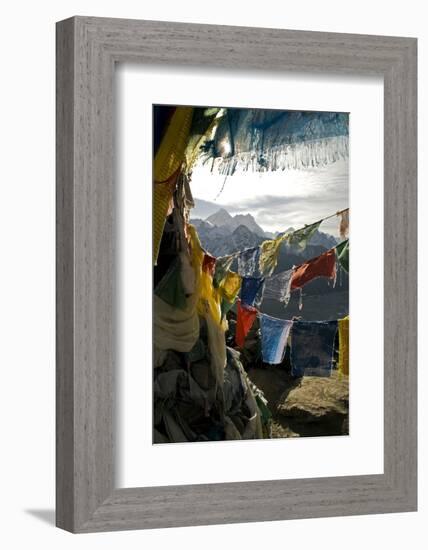 Prayer Flags on Summit of Gokyo Ri, Everest Region, Mt Everest, Nepal-David Noyes-Framed Photographic Print