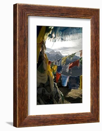 Prayer Flags on Summit of Gokyo Ri, Everest Region, Mt Everest, Nepal-David Noyes-Framed Photographic Print