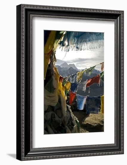 Prayer Flags on Summit of Gokyo Ri, Everest Region, Mt Everest, Nepal-David Noyes-Framed Photographic Print