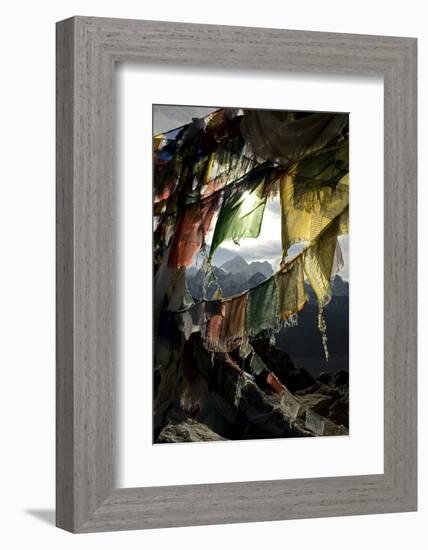 Prayer Flags on Summit of Gokyo Ri, Everest Region, Mt Everest, Nepal-David Noyes-Framed Photographic Print