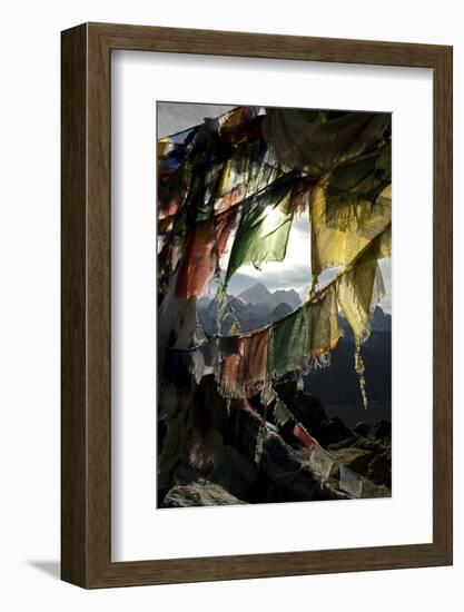 Prayer Flags on Summit of Gokyo Ri, Everest Region, Mt Everest, Nepal-David Noyes-Framed Photographic Print