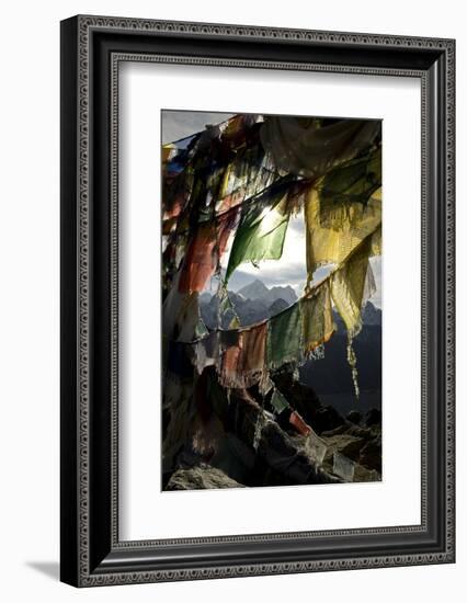 Prayer Flags on Summit of Gokyo Ri, Everest Region, Mt Everest, Nepal-David Noyes-Framed Photographic Print