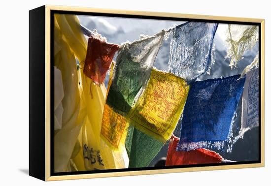 Prayer Flags on the Summit of Gokyo Ri, Gokyo, Nepal-David Noyes-Framed Premier Image Canvas