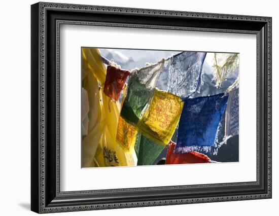 Prayer Flags on the Summit of Gokyo Ri, Gokyo, Nepal-David Noyes-Framed Photographic Print