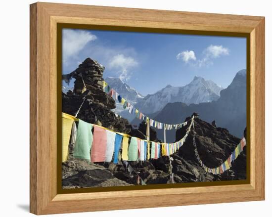 Prayer Flags, View From Gokyo Ri, 5483M, Gokyo, Sagarmatha National Park, Himalayas-Christian Kober-Framed Premier Image Canvas