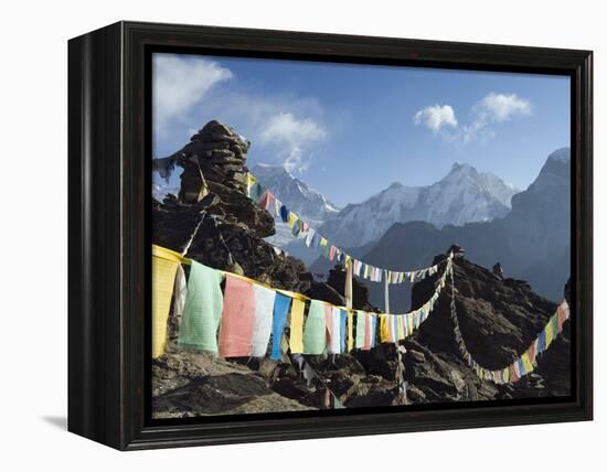 Prayer Flags, View From Gokyo Ri, 5483M, Gokyo, Sagarmatha National Park, Himalayas-Christian Kober-Framed Premier Image Canvas