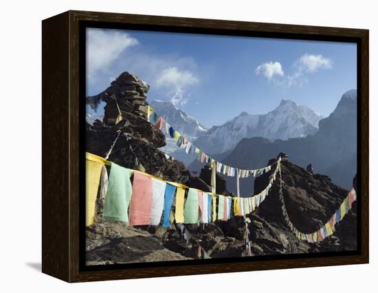 Prayer Flags, View From Gokyo Ri, 5483M, Gokyo, Sagarmatha National Park, Himalayas-Christian Kober-Framed Premier Image Canvas