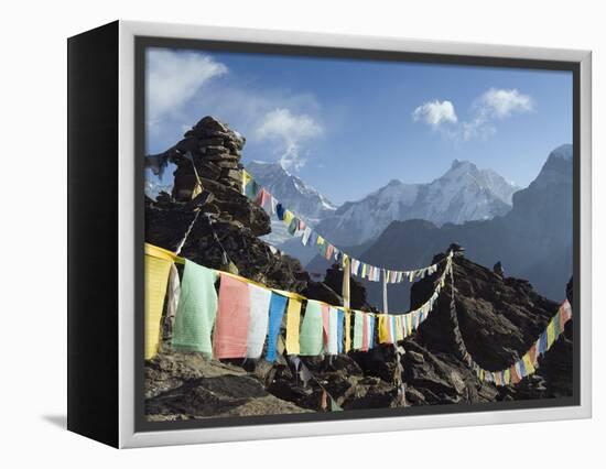 Prayer Flags, View From Gokyo Ri, 5483M, Gokyo, Sagarmatha National Park, Himalayas-Christian Kober-Framed Premier Image Canvas