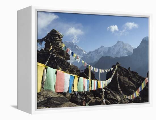 Prayer Flags, View From Gokyo Ri, 5483M, Gokyo, Sagarmatha National Park, Himalayas-Christian Kober-Framed Premier Image Canvas