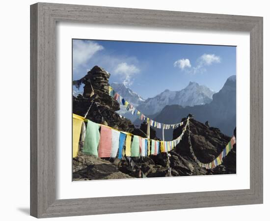 Prayer Flags, View From Gokyo Ri, 5483M, Gokyo, Sagarmatha National Park, Himalayas-Christian Kober-Framed Photographic Print