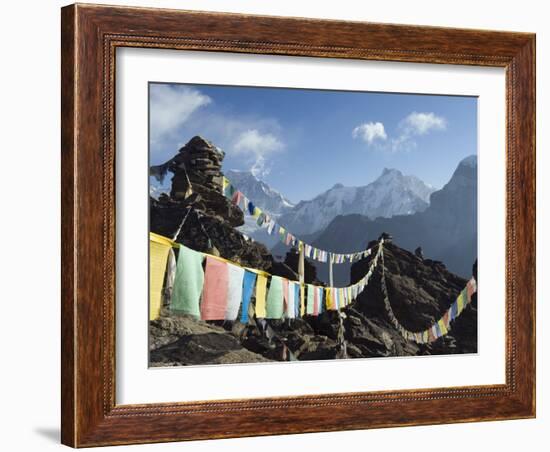 Prayer Flags, View From Gokyo Ri, 5483M, Gokyo, Sagarmatha National Park, Himalayas-Christian Kober-Framed Photographic Print