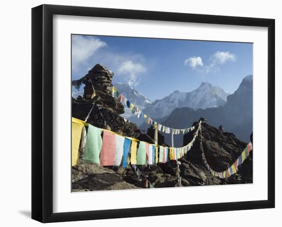 Prayer Flags, View From Gokyo Ri, 5483M, Gokyo, Sagarmatha National Park, Himalayas-Christian Kober-Framed Photographic Print