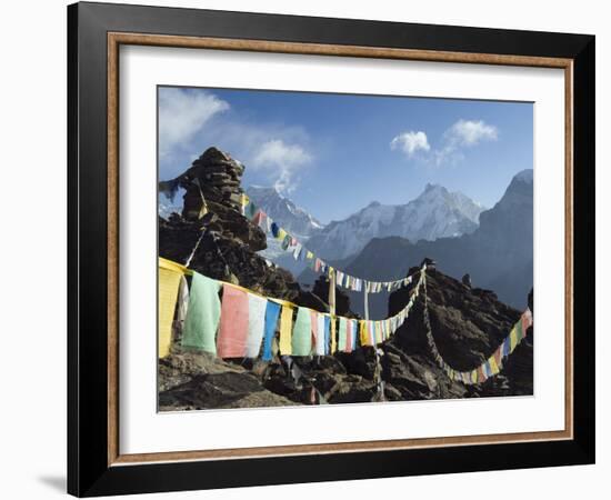 Prayer Flags, View From Gokyo Ri, 5483M, Gokyo, Sagarmatha National Park, Himalayas-Christian Kober-Framed Photographic Print