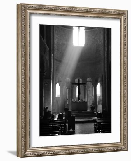 Prayer in Sant' Antimo Abbey Near Montalcino, Valle De Orcia, Tuscany, Italy-Nadia Isakova-Framed Photographic Print