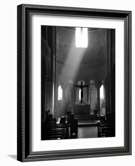 Prayer in Sant' Antimo Abbey Near Montalcino, Valle De Orcia, Tuscany, Italy-Nadia Isakova-Framed Photographic Print