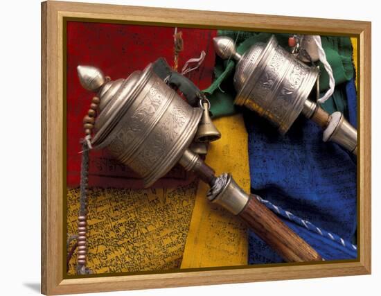 Prayer Wheels and Flags, Lhasa, Tibet-Keren Su-Framed Premier Image Canvas