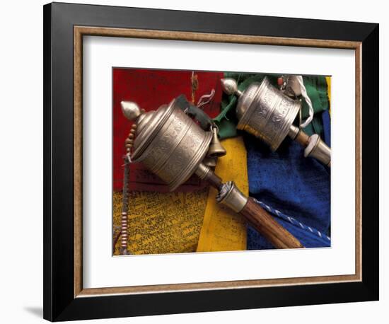 Prayer Wheels and Flags, Lhasa, Tibet-Keren Su-Framed Photographic Print