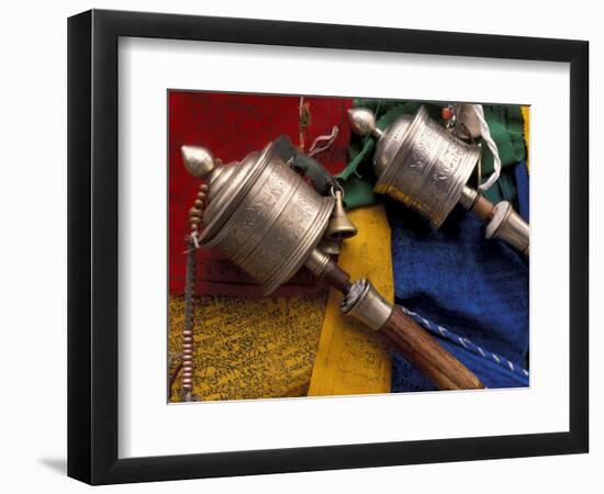 Prayer Wheels and Flags, Lhasa, Tibet-Keren Su-Framed Photographic Print