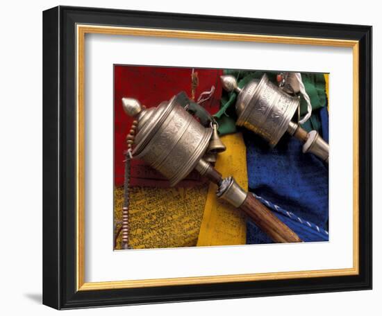 Prayer Wheels and Flags, Lhasa, Tibet-Keren Su-Framed Photographic Print